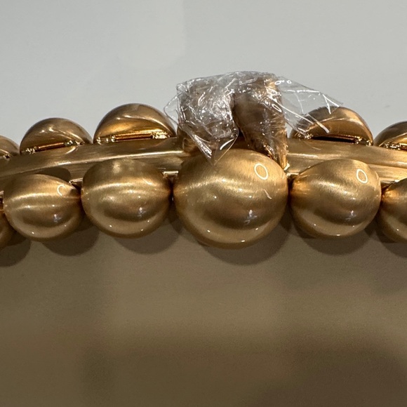 Cult Gaia tan Una clutch with Gold beaded handle - BRAND NEW WITH DUST BAG - Picture 5 of 13